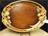 Wood Platter w/Gold Accents