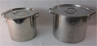 Stainless stock pots.