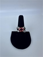 Sterling Pink Sapphire Ring Sz 8.75