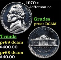 Proof 1970-s Jefferson Nickel 5c Grades GEM++ Proo