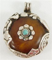 Vintage Tibetan Hindu Sterling Silver Turquoise