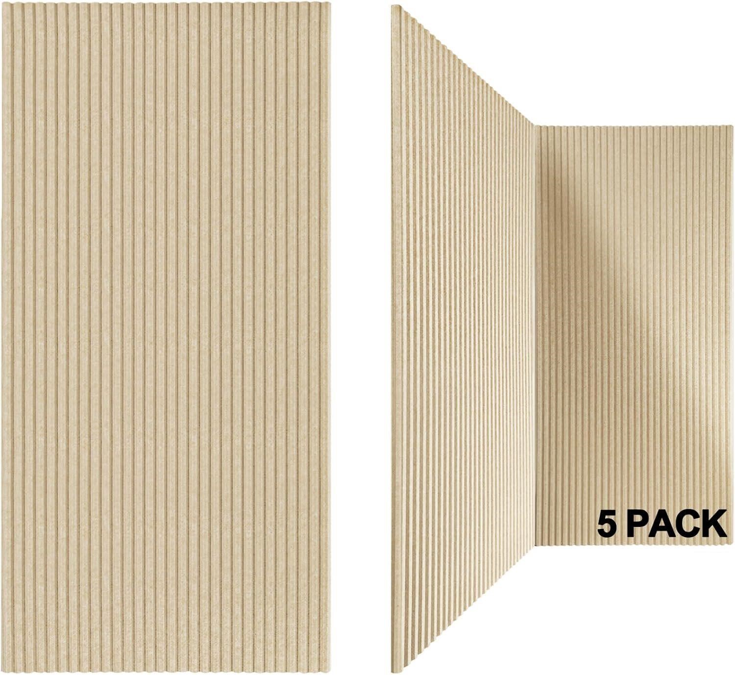 $109  5 Pack Acoustic Panels, 48x24x0.4 in, Camel