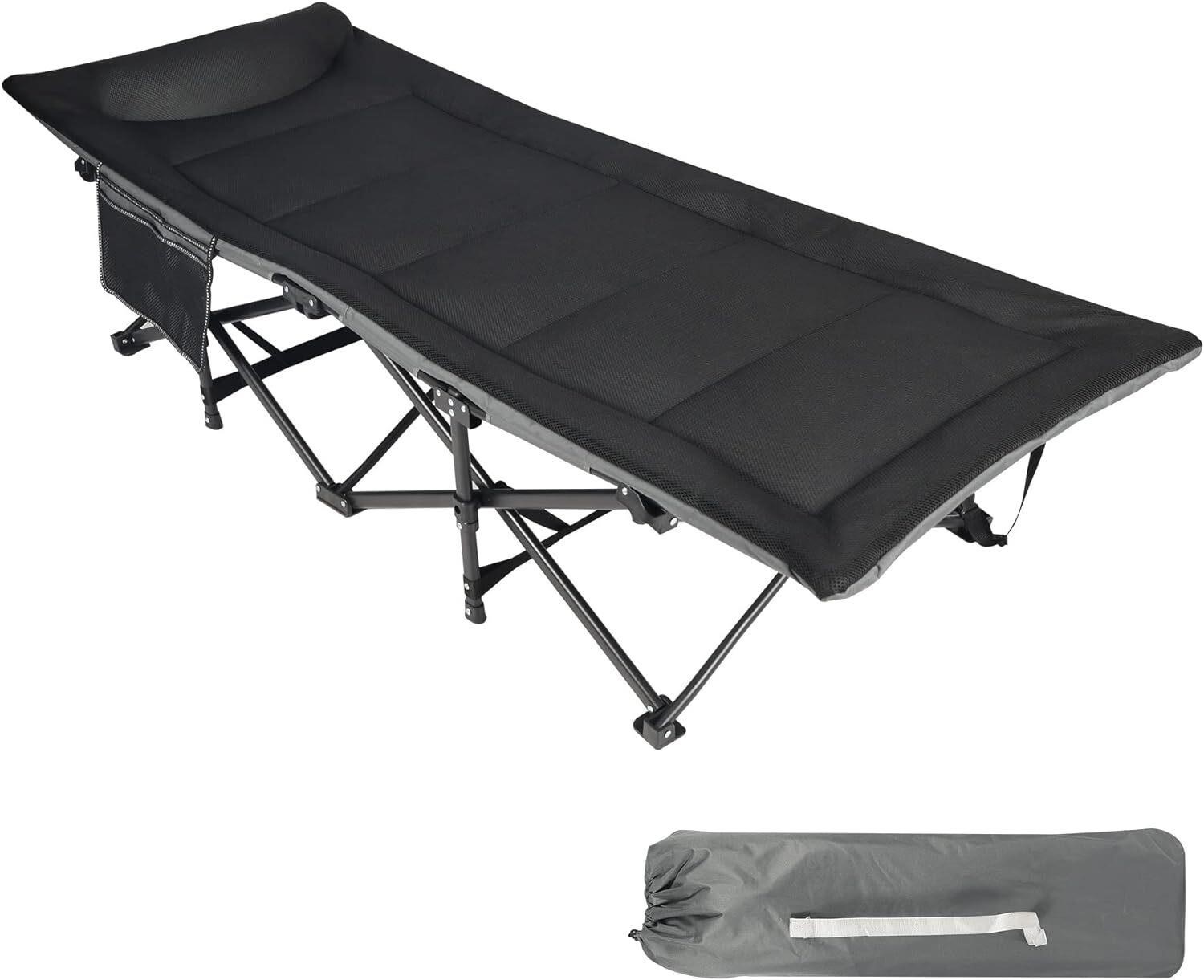 REDCAMP Padded Folding Camping Cot, Black