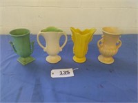 4 Pottery Vases (2 USA)