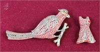 Heidi Daus red jeweled pheasant and red dress