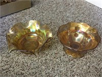 Two Large Carnival Glass Bowls