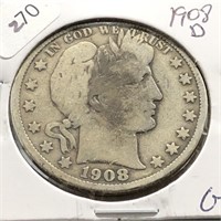 1908 D BARBER HALF DOLLAR  G