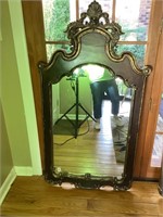 Large, framed decorative mirror 57x29in One of Pr