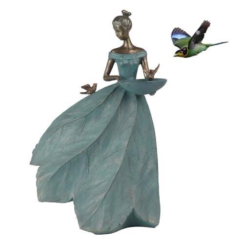 DiliComing Bird-Feeder Fairy Garden-Statue Bird Ba