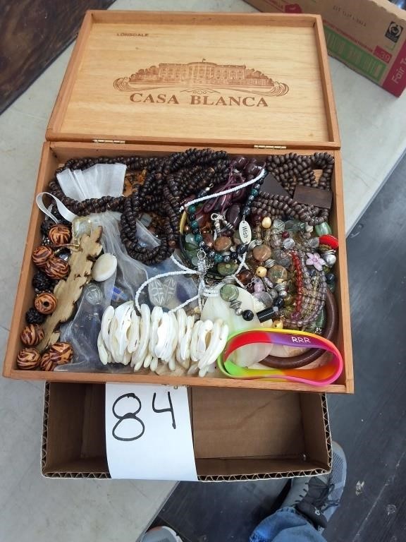 Small Wood Jewelry Box with Jewelry