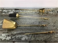 Brass fireplace tool set