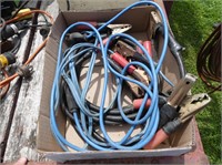 BOX: TWO SETS BOOSTER CABLES & EXTENSION CORD
