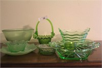 Group of gorgeous Green depression glassware