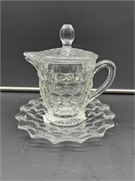 American Fostoria syrup pitcher w/lid & liner