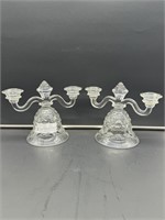 American Fostoria Bell candle holder w/o prisms