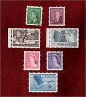 CANADA 7 MNH OFFICIAL G OVERPRINT STAMPS