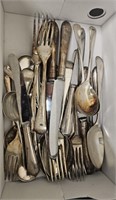 Large Quantity Old Silver Plate Utensils