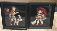 Framed Hummel Design Embroidery Wall Hangings