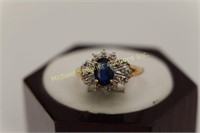 14K  OVAL SAPPHIRE AND DIAMOND RING