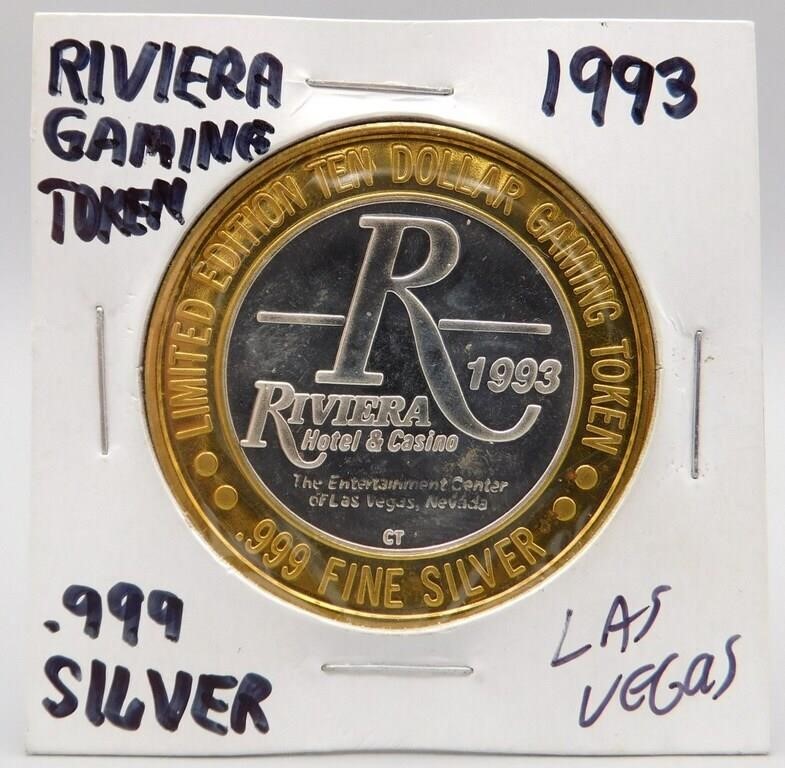 .999 Silver Hotel Riviera Las Vegas Gaming Token