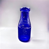 Vintage Cobalt Blue Bottle Liberty Milk CO,