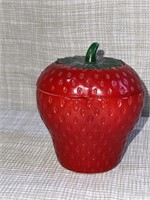 Milk Glass Lidded Strawberry Jam Jelly Jar