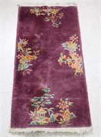 Chinese Art Deco Wool Scatter Rug, 4' x 2'