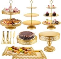 Gold Cake Stand, Metal Dessert Table Display Set