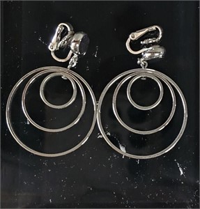 Signed Crown Trifari Vintage Dangle Hoop Earrings