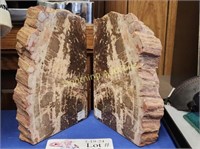 VINTAGE MARBLE PETRIFIED WOOD BOOKENDS