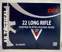 300 Rounds CCI .22 LR AR Tactical 40 gr 1200 FPS