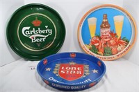 Lone Star, Merida Yucatan & Carlsberg Beer Trays