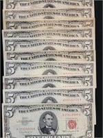 10 - $5 Legal Tender Notes