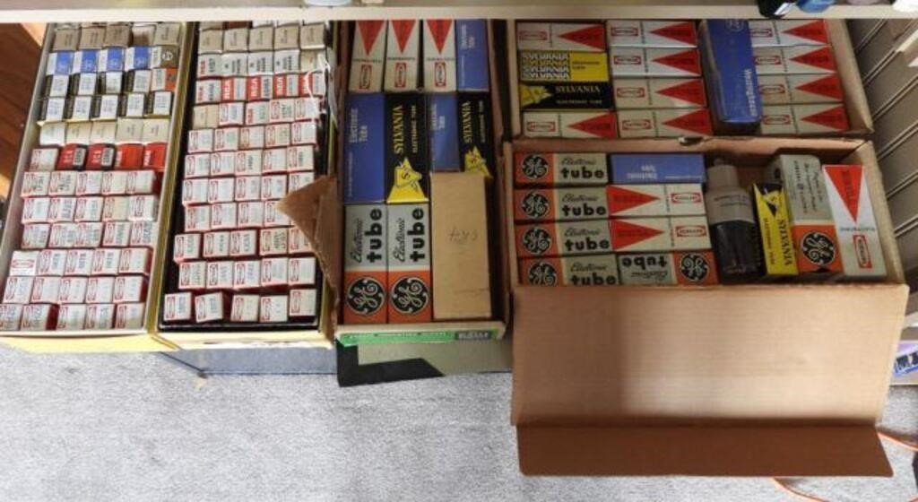 (5) boxes of radio tubes: Approximately 150