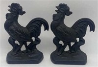 Pair of Vintage Cast Iron Rooster Bookends