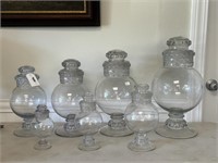 7 Bulbous Glass Apothecary Jars