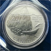 2013 ROYAL CANADIAN MINT $20 SILVER COIN WHALE