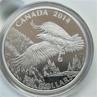 2014 CANADA $100 SILVER COIN BALD EAGLE