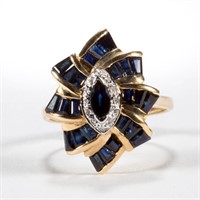 VINTAGE 14K GOLD AND SAPPHIRE LADY'S RING,