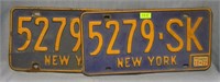 Pair of vintage NY license plates