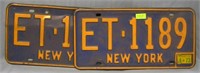 Pair of vintage NY license plates