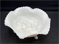 RUFFLED EDGE EMBOSSED ROSE BOWL