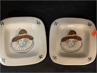 2 ITALIAN CERAMIC CHARACTER PLATES - 5.5 X 5.5 “