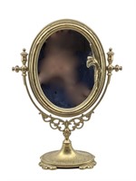 Brass Art Nouveau Pedestal Mirror