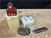 Winchester Pocket Knife, Belt buckle, Pill box