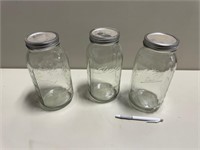 3 pack of Vintage 10 inch mason jars with lids