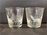 8 Etched Whisky Glasses