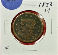 1853 Braided Hair Cent F