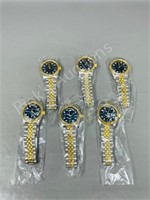 6 Rolex style two tone  wrist watches - new - need