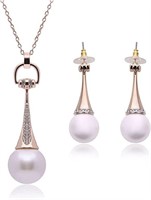 Stunning .10ct White Topaz & Pearl Jewelry Set